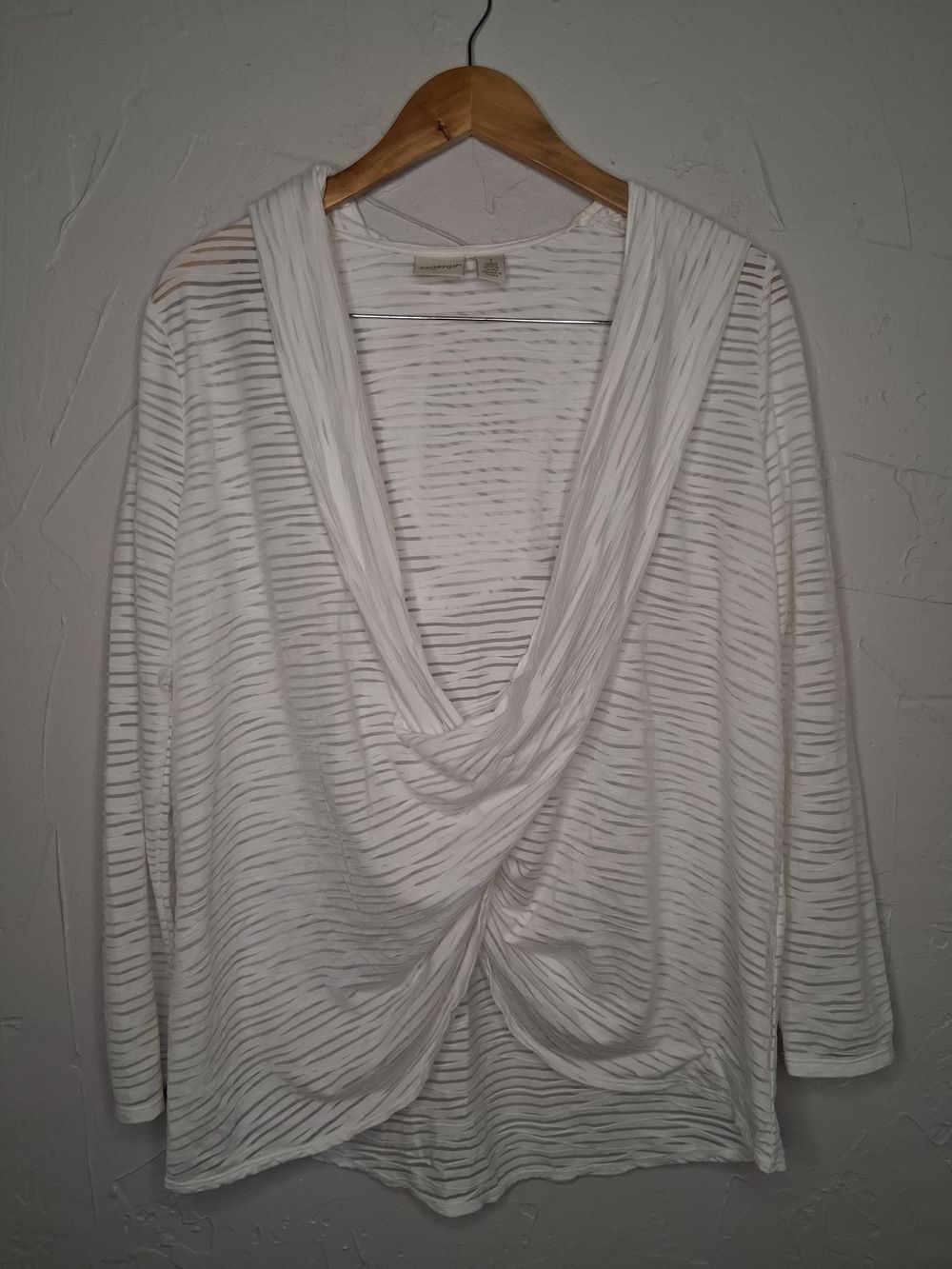 Zenergy by Chico's White Sheer Open Front Cardigan Hooded Cover Up Size 1/M